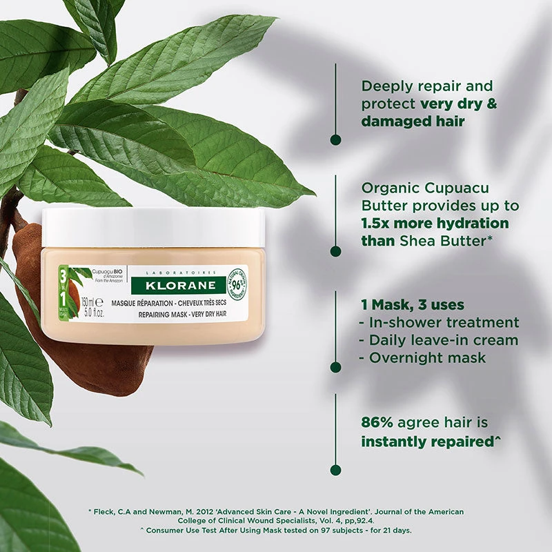 Klorane Intense Repairing Mask With Organic Cupuacu 150ml - Damaged Hair 2 Klorane Intense Repairing Mask With Organic Cupuacu 150ml - Damaged Hair - Image 2