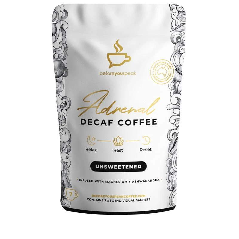 Beforeyouspeak Adrenal Decaf Coffee - Unsweetened (7 Serves) 1 Beforeyouspeak Adrenal Decaf Coffee - Unsweetened (7 Serves)